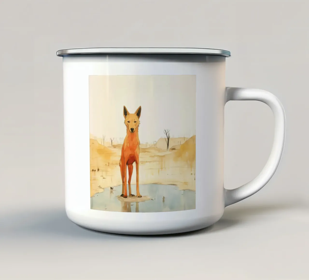 Minimal Dingo 4 tazza in smalto da Minimal Animal Art