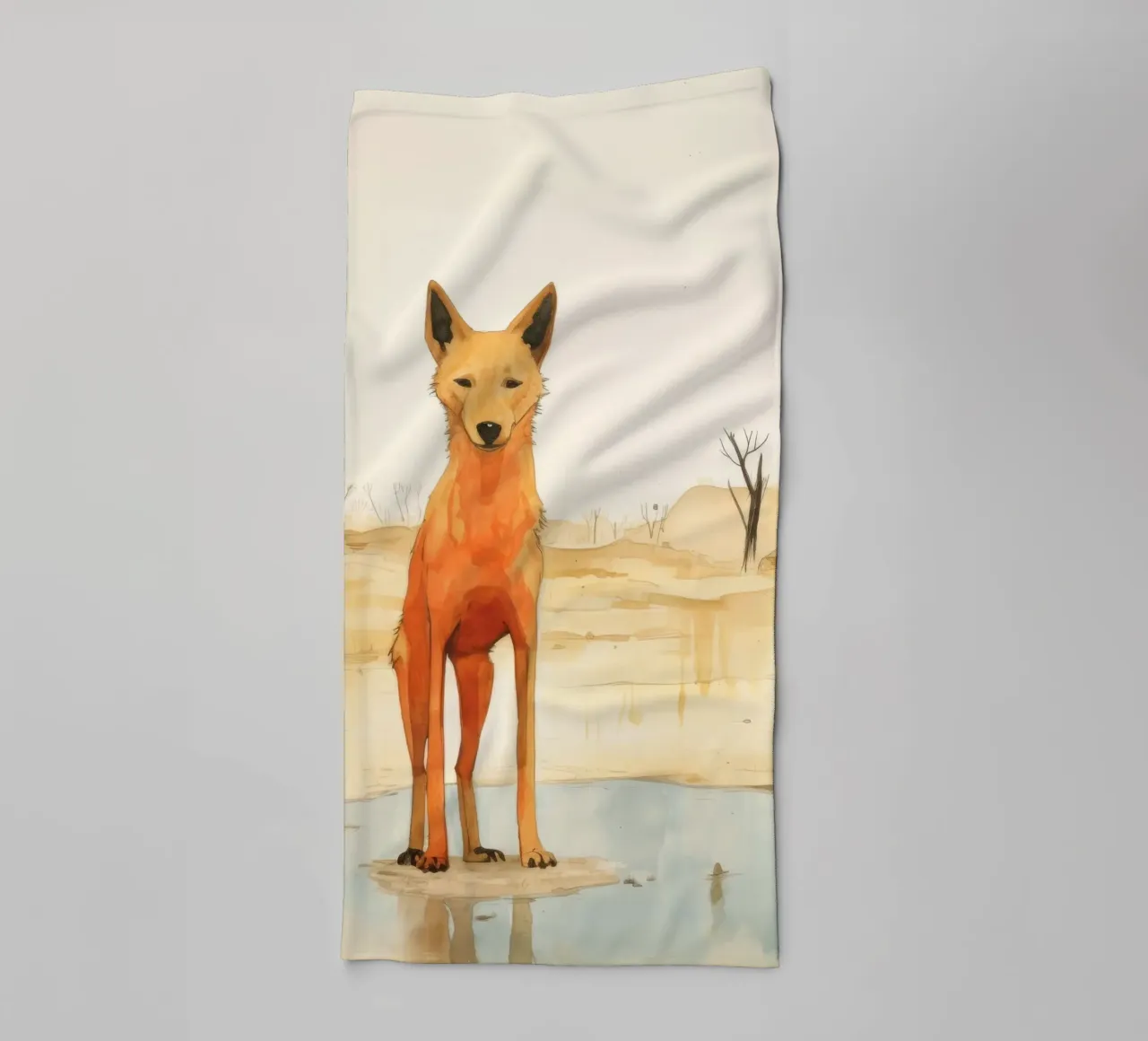 Minimal Dingo 4 towel by Minimal Animal Art