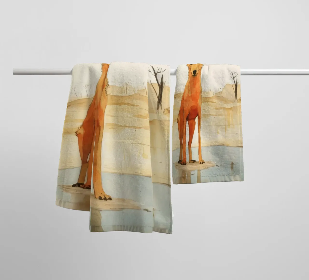 Minimal Dingo 4 towel by Minimal Animal Art
