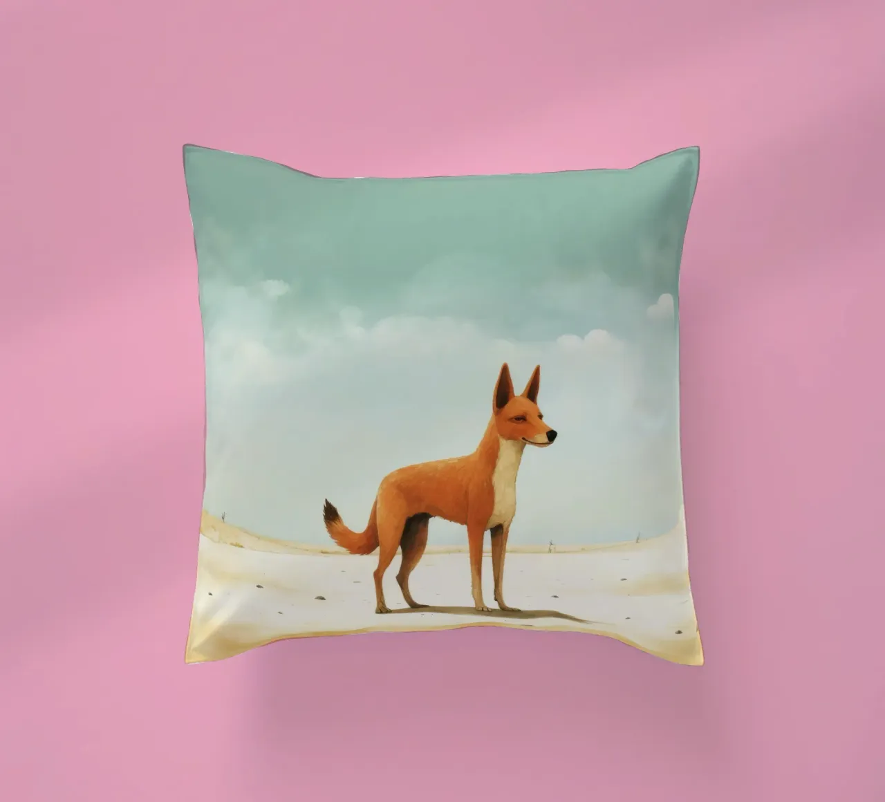 Minimal Dingo 1 cuscino da Minimal Animal Art