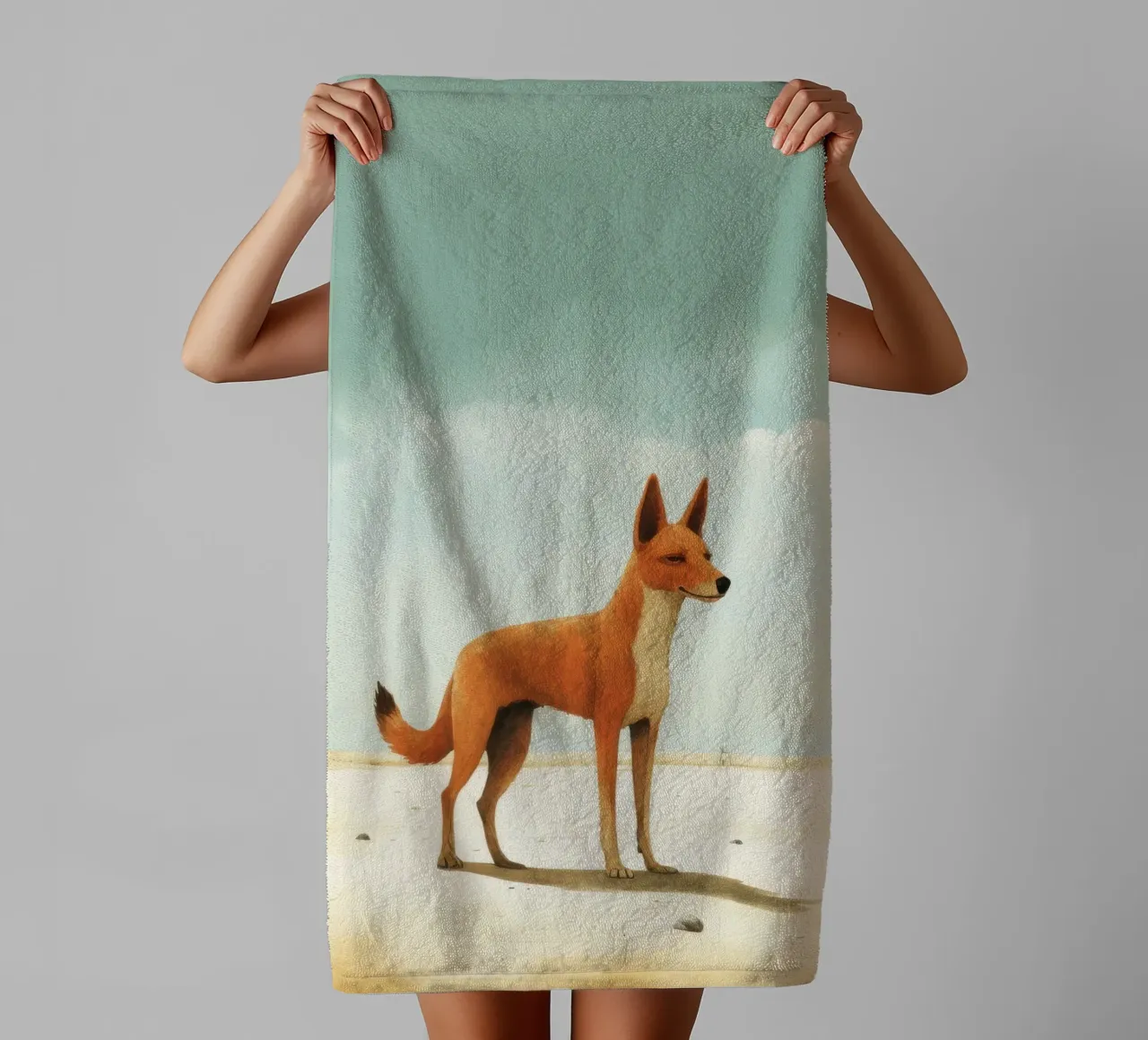 Minimal Dingo 1 asciugamano da bagno da Minimal Animal Art