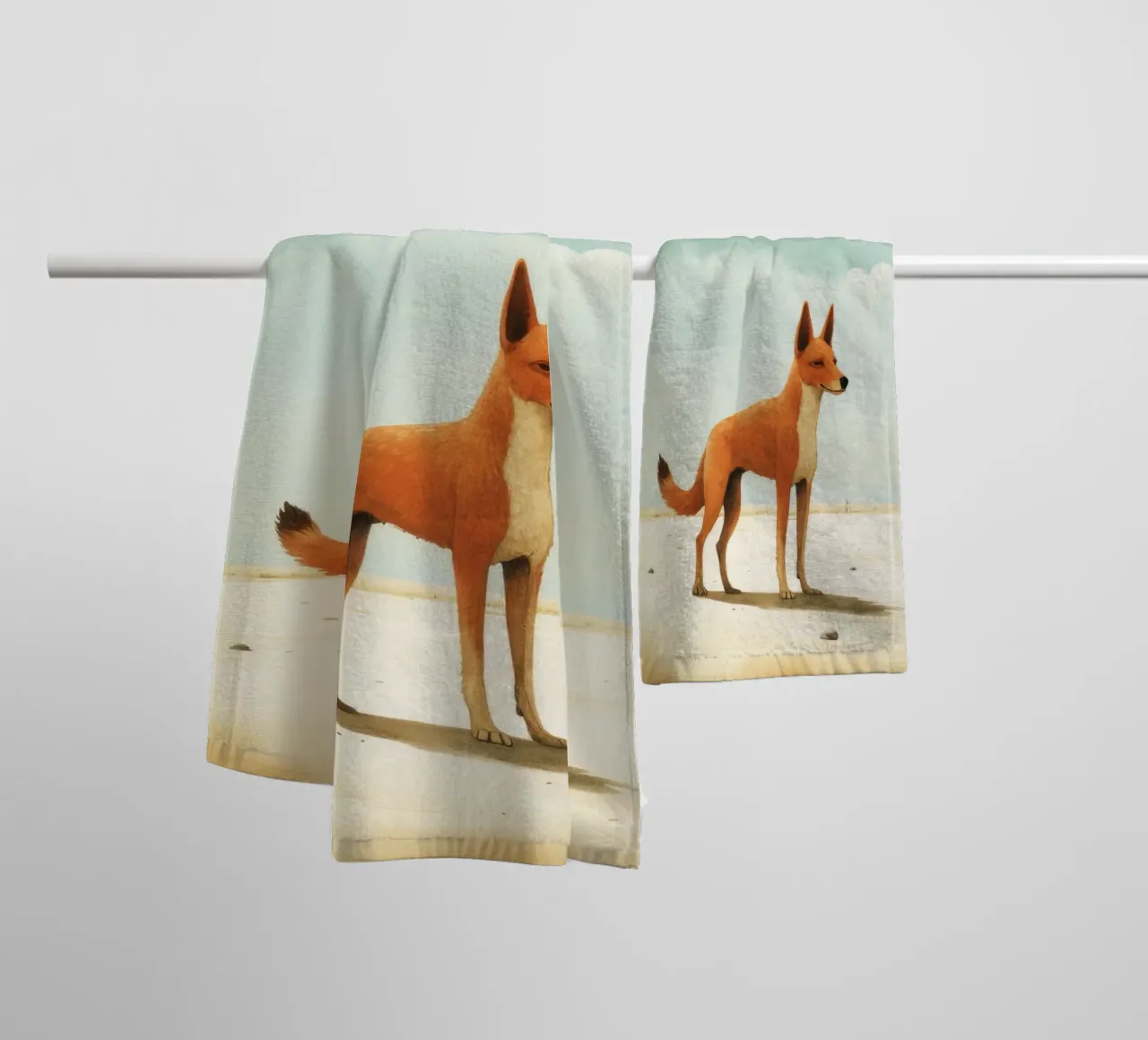 Minimal Dingo 1 asciugamano da bagno da Minimal Animal Art