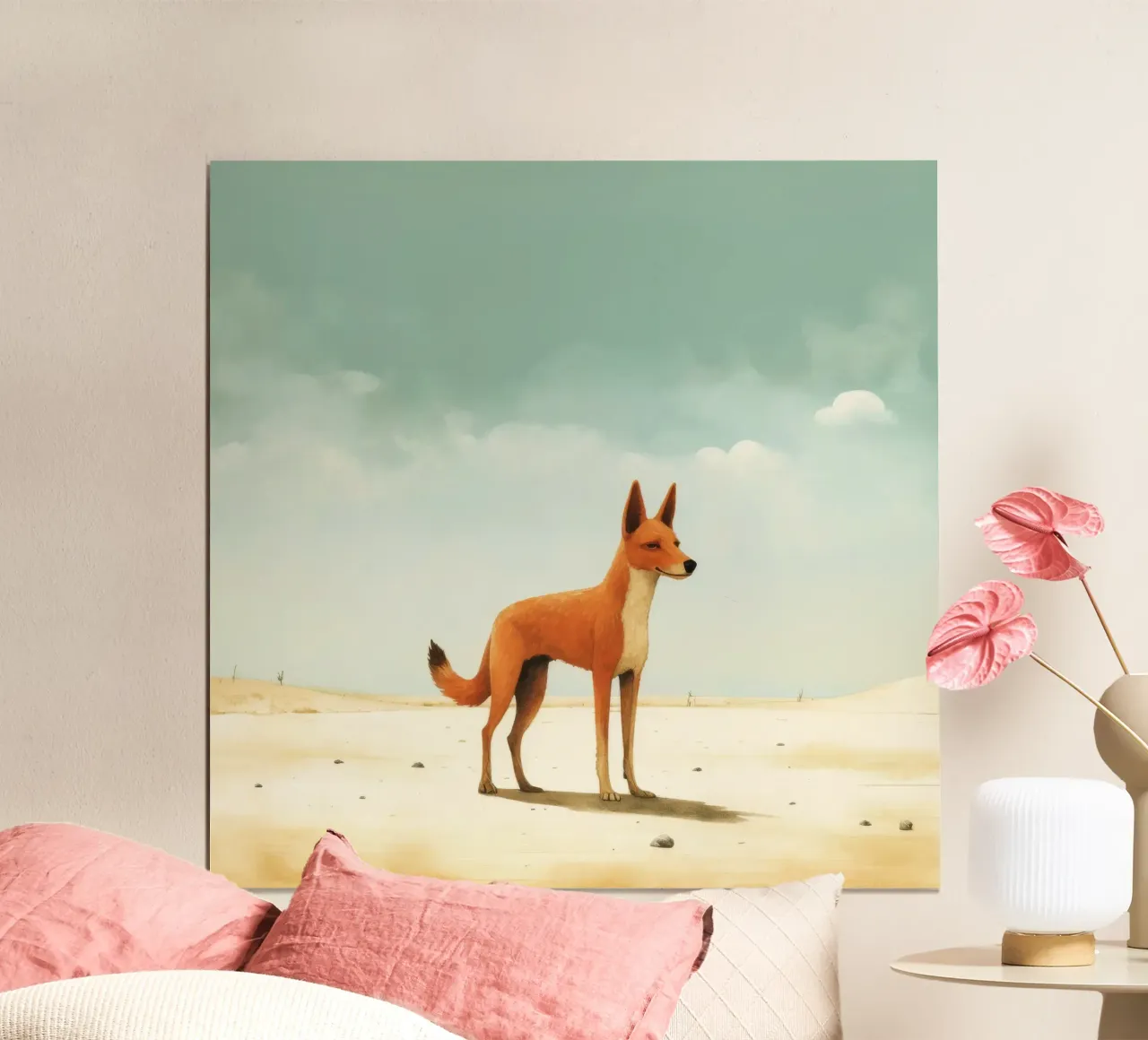 Minimaal Dingo poster van Minimal Animal Art