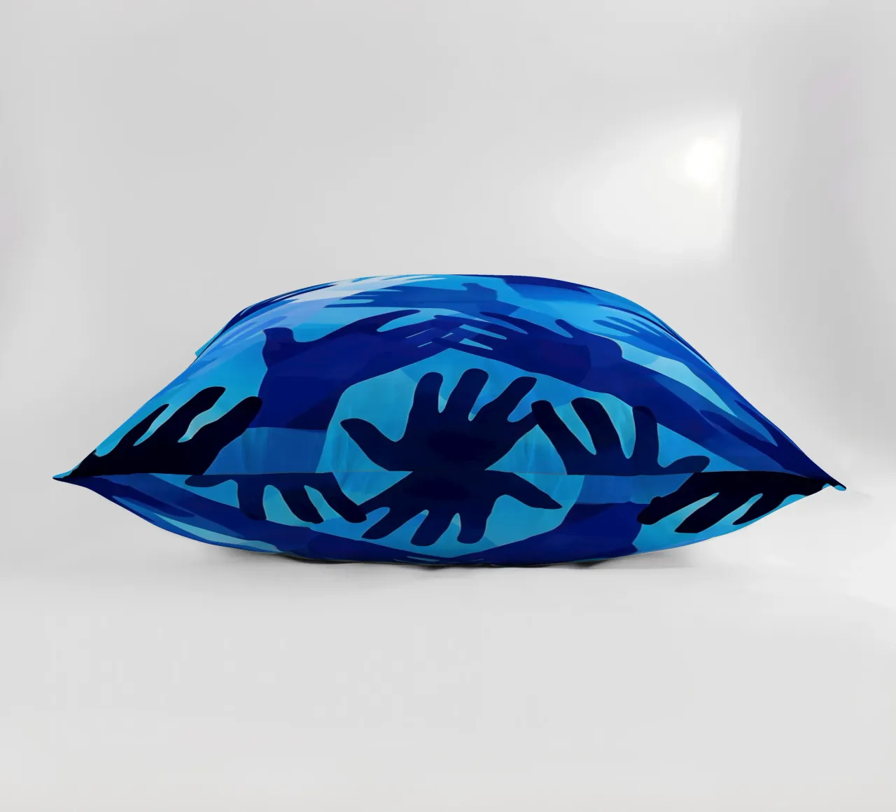 Blue hands | Pattern in different shades of blue decorative cushion by Autofocus