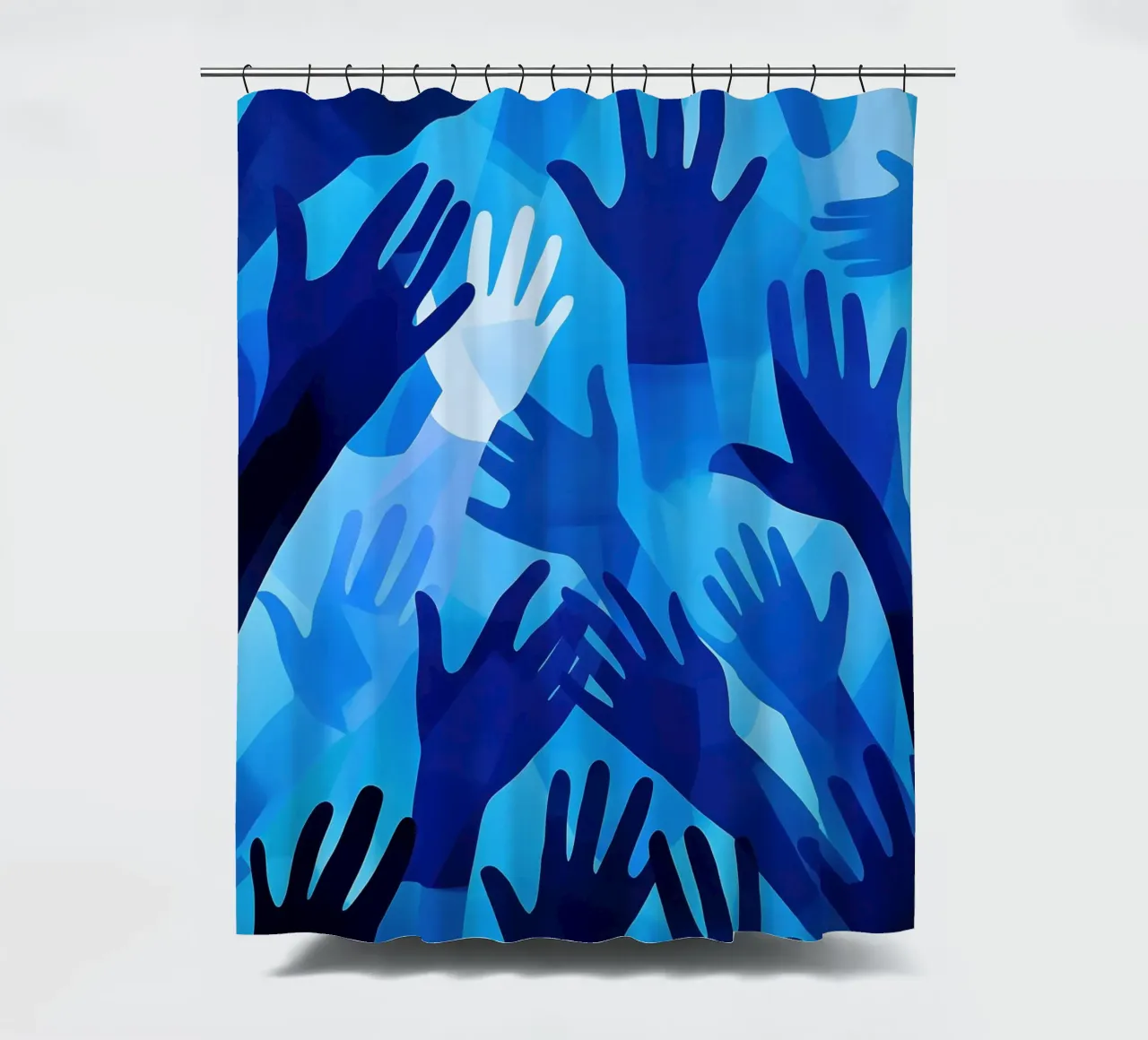 Mains bleues | Motifs dans différentes nuances de bleu rideau de douche de Autofocus