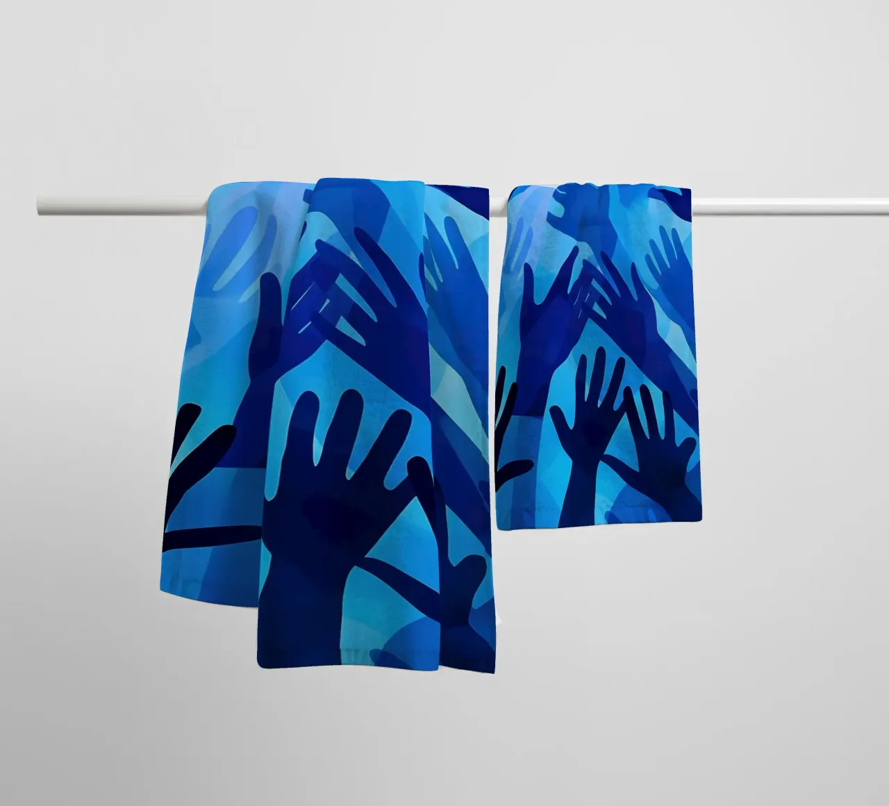 Blue hands | Pattern in different shades of blue towel by Autofocus