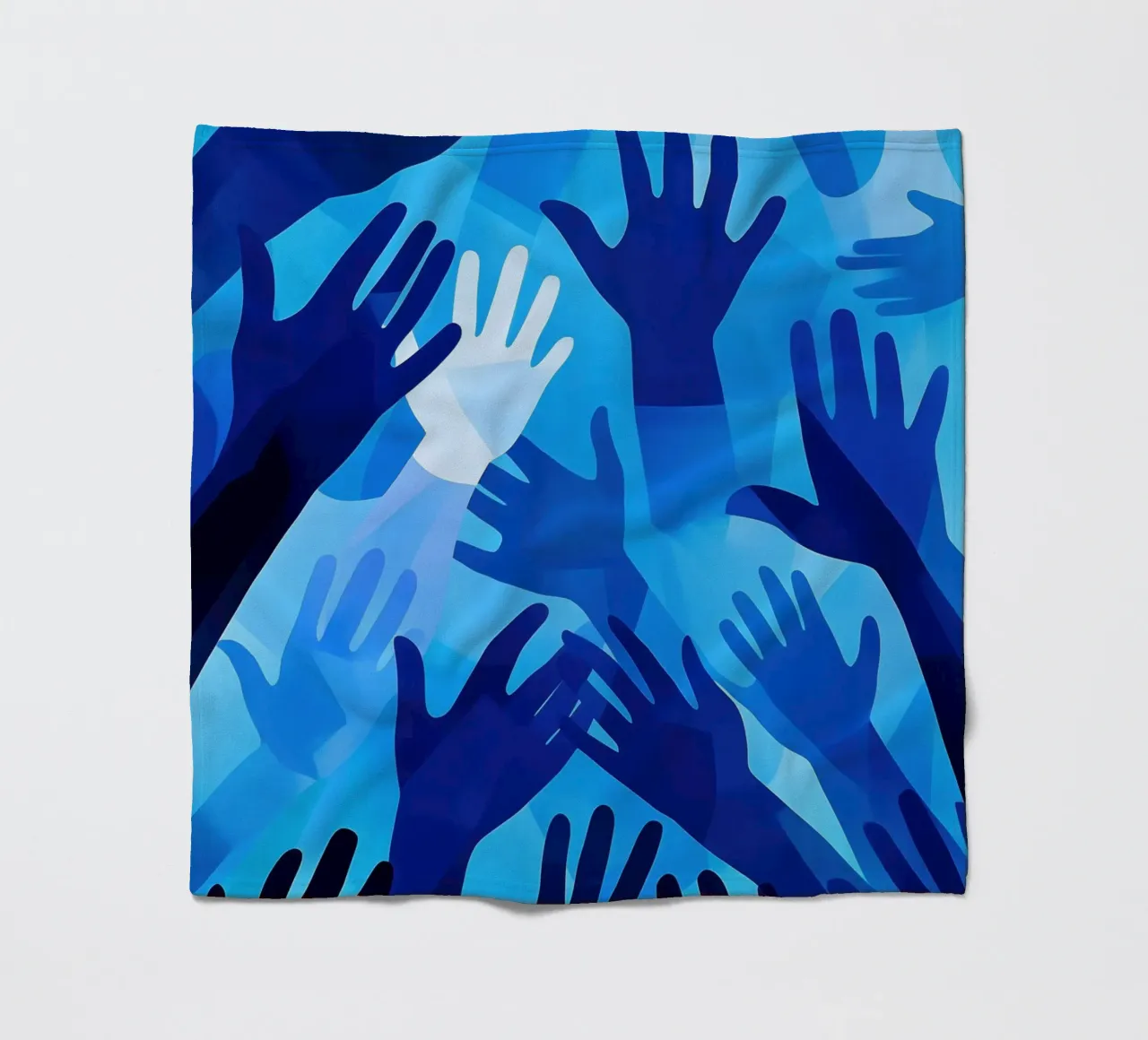 Blue hands | Pattern in different shades of blue fleece blanket by Autofocus