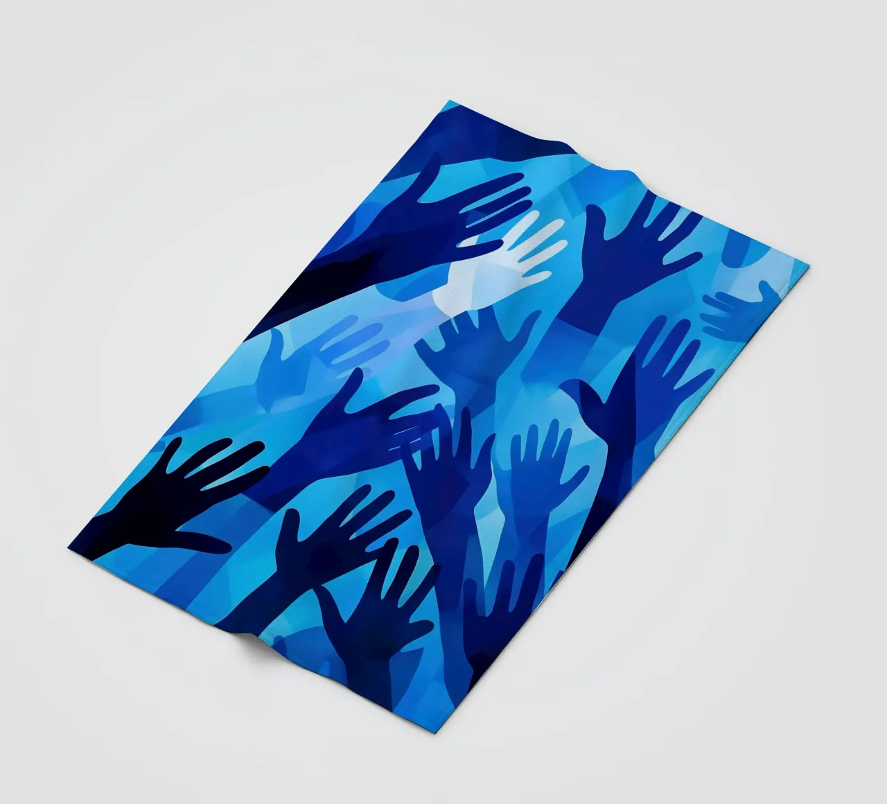 Blue hands | Pattern in different shades of blue fleece blanket by Autofocus
