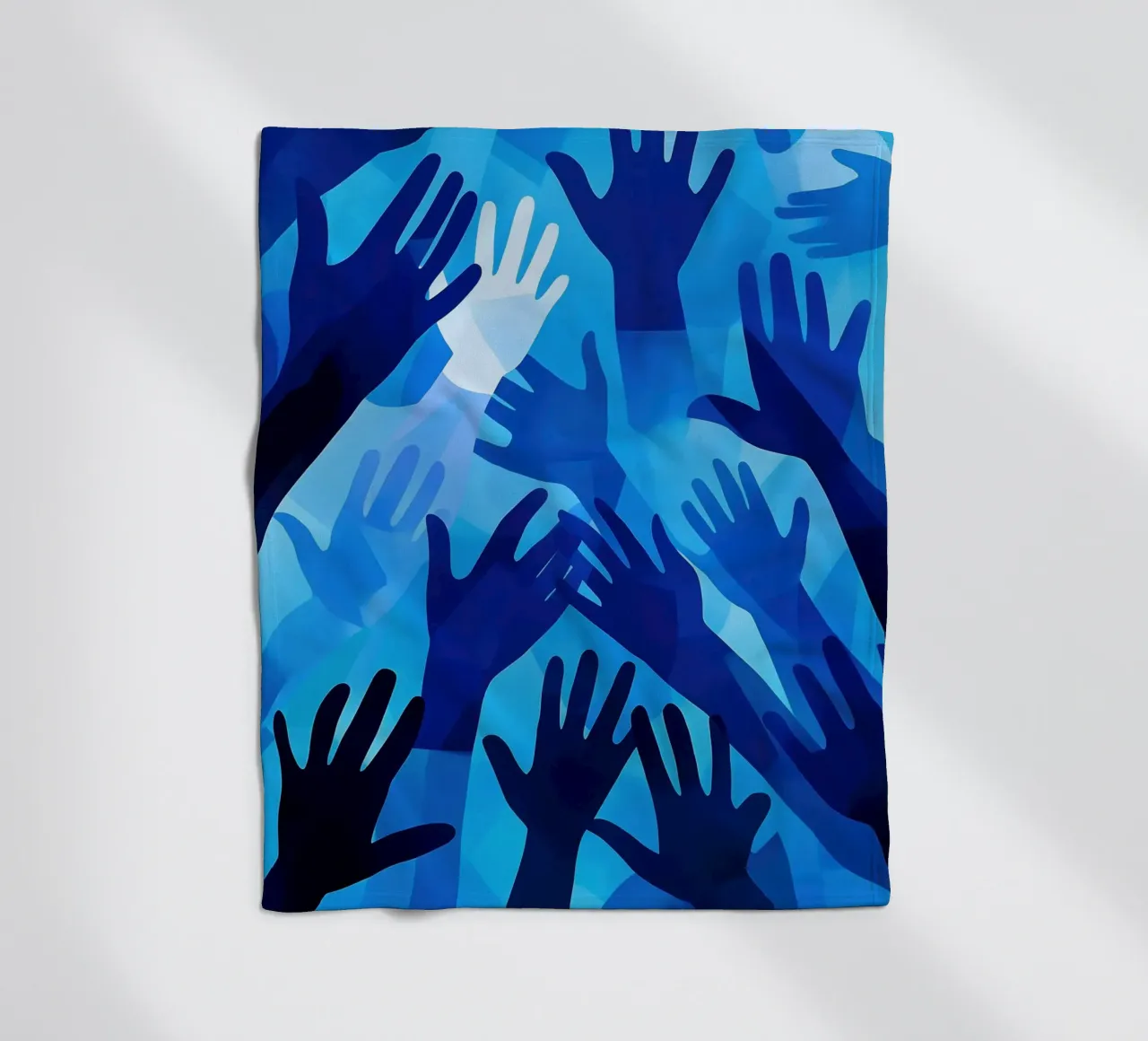 Blue hands | Pattern in different shades of blue fleece blanket by Autofocus