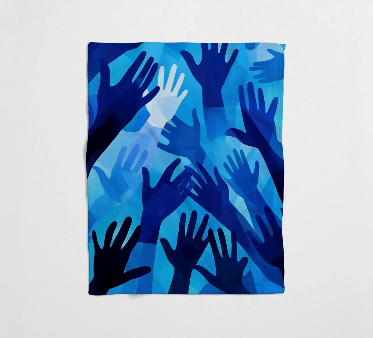 Blue hands | Pattern in different shades of blue fleece blanket by Autofocus