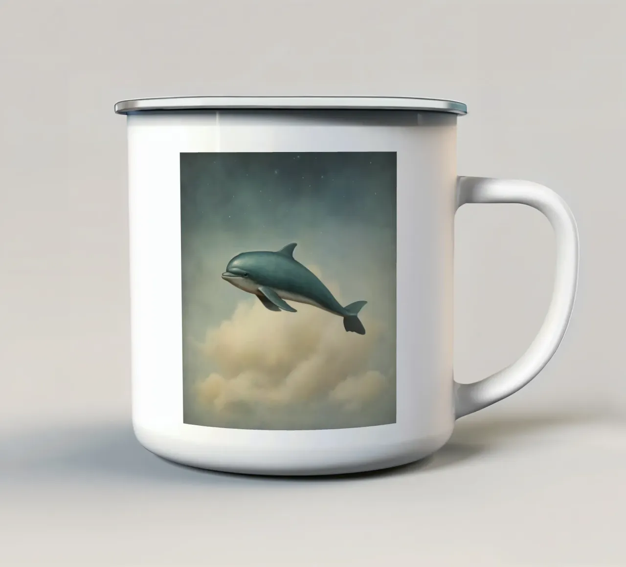 Delfino minimo 2 tazza in smalto da Minimal Animal Art