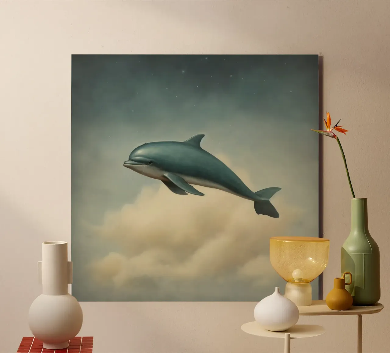 Delfino minimo 2 alluminio dibond da Minimal Animal Art