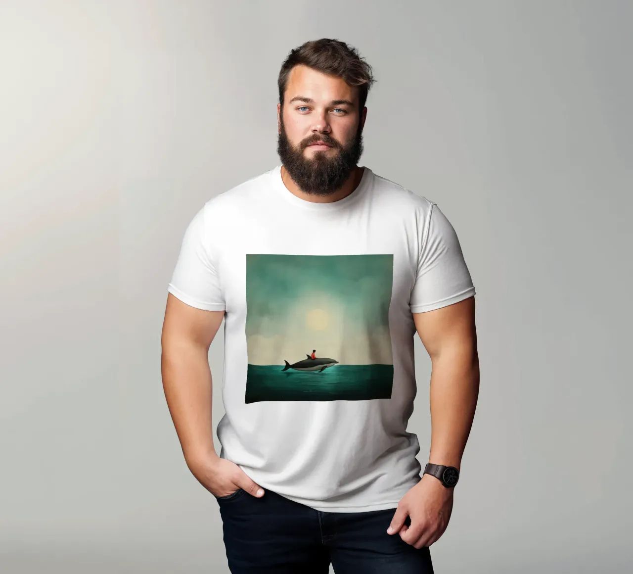 Delfino minimo 3 t-shirt da Minimal Animal Art
