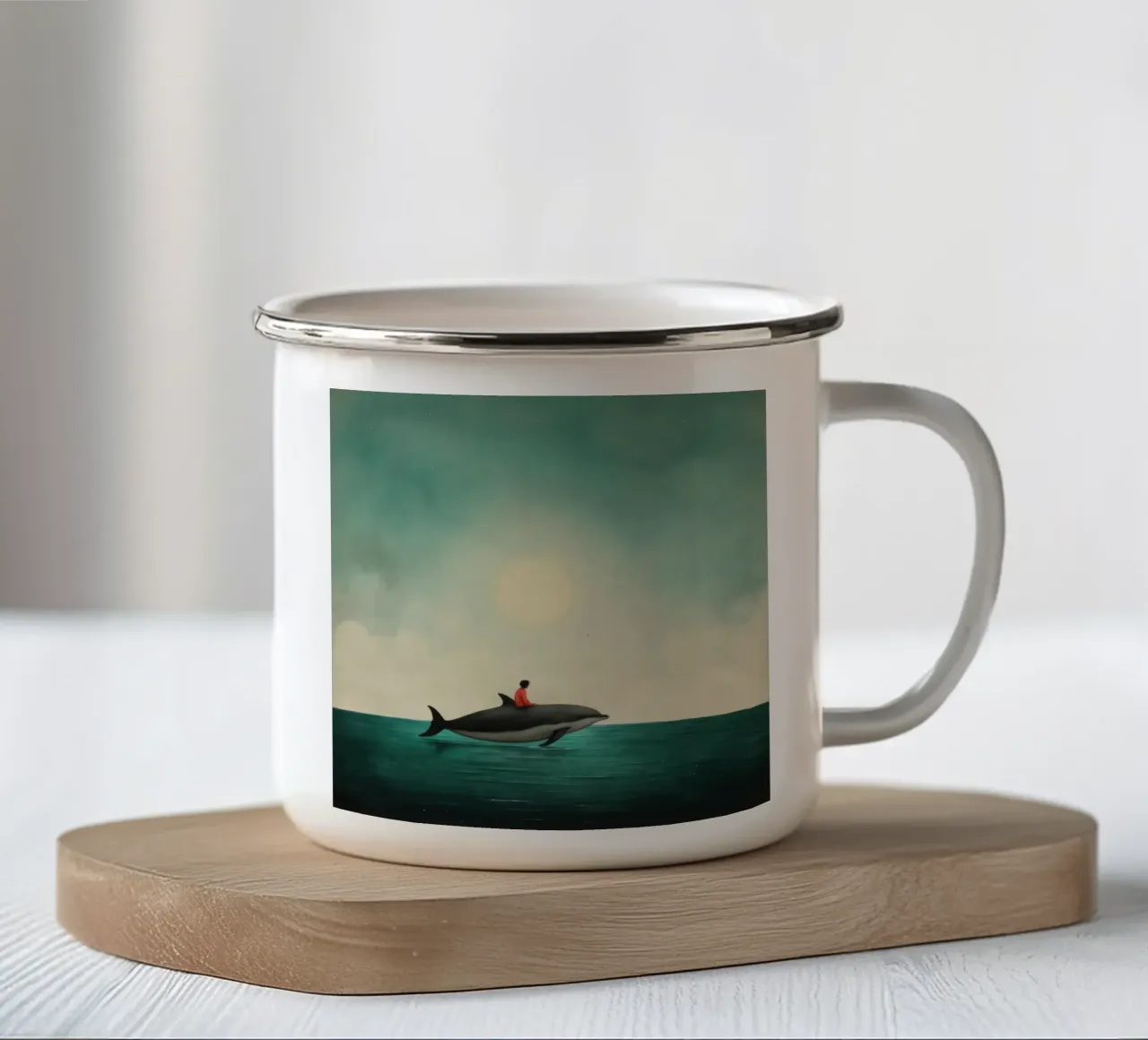 Delfino minimo 3 tazza in smalto da Minimal Animal Art