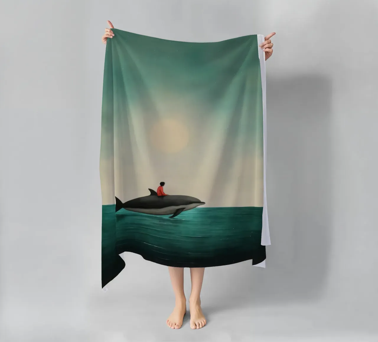Delfino minimo 3 telo mare da Minimal Animal Art