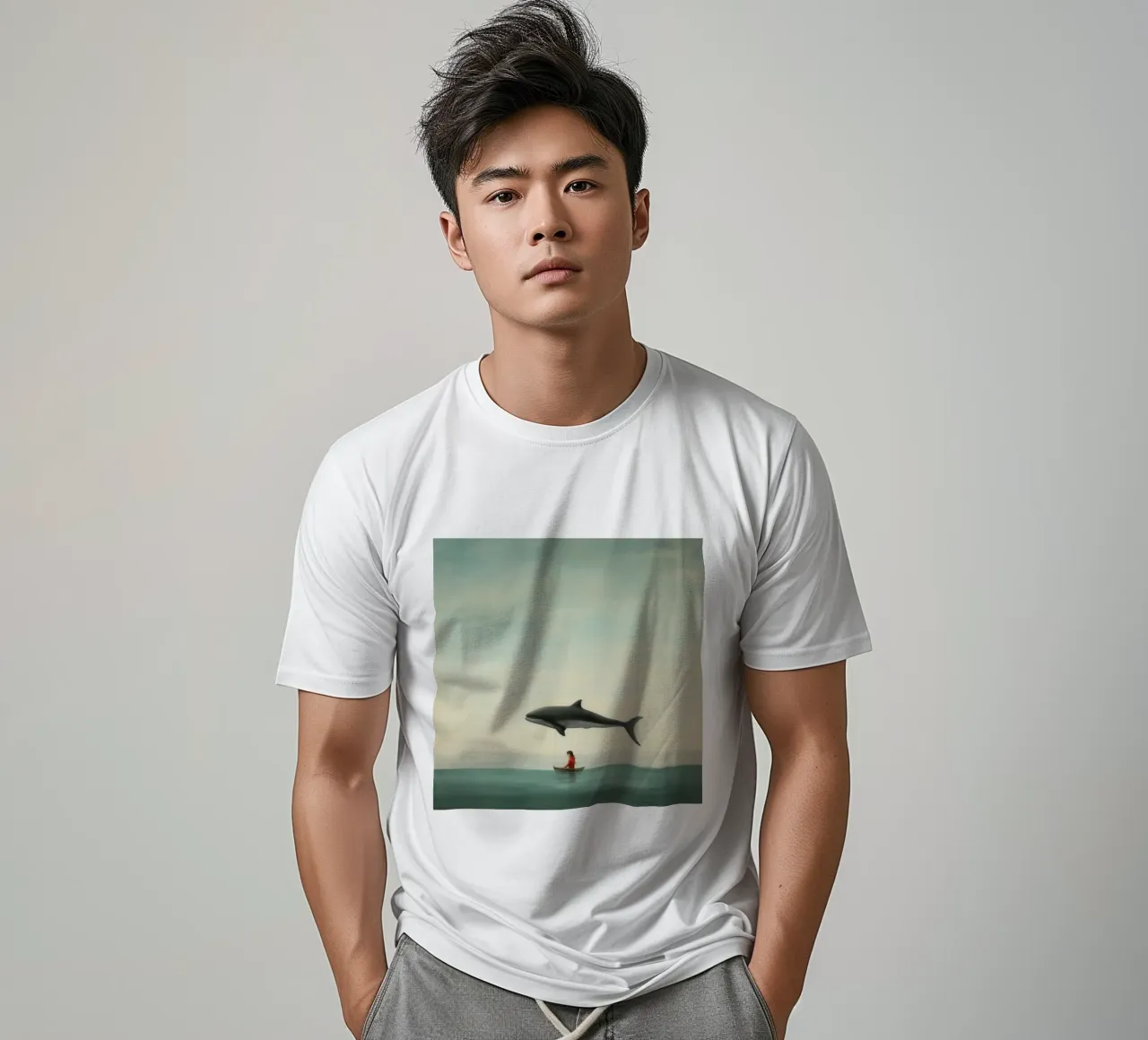 Delfino minimo 1 t-shirt da Minimal Animal Art