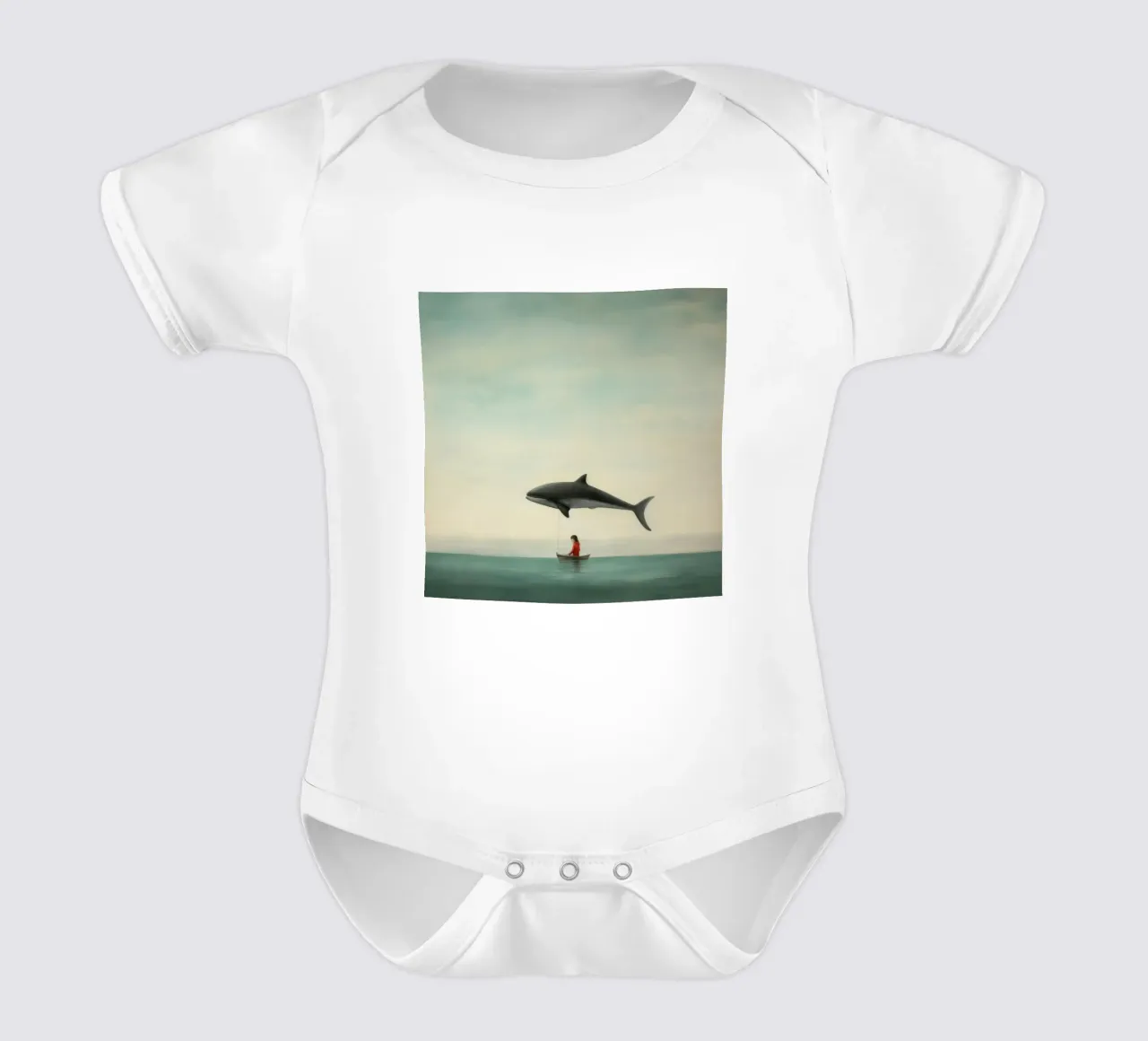Delfino minimo 1 body neonato maniche corte da Minimal Animal Art