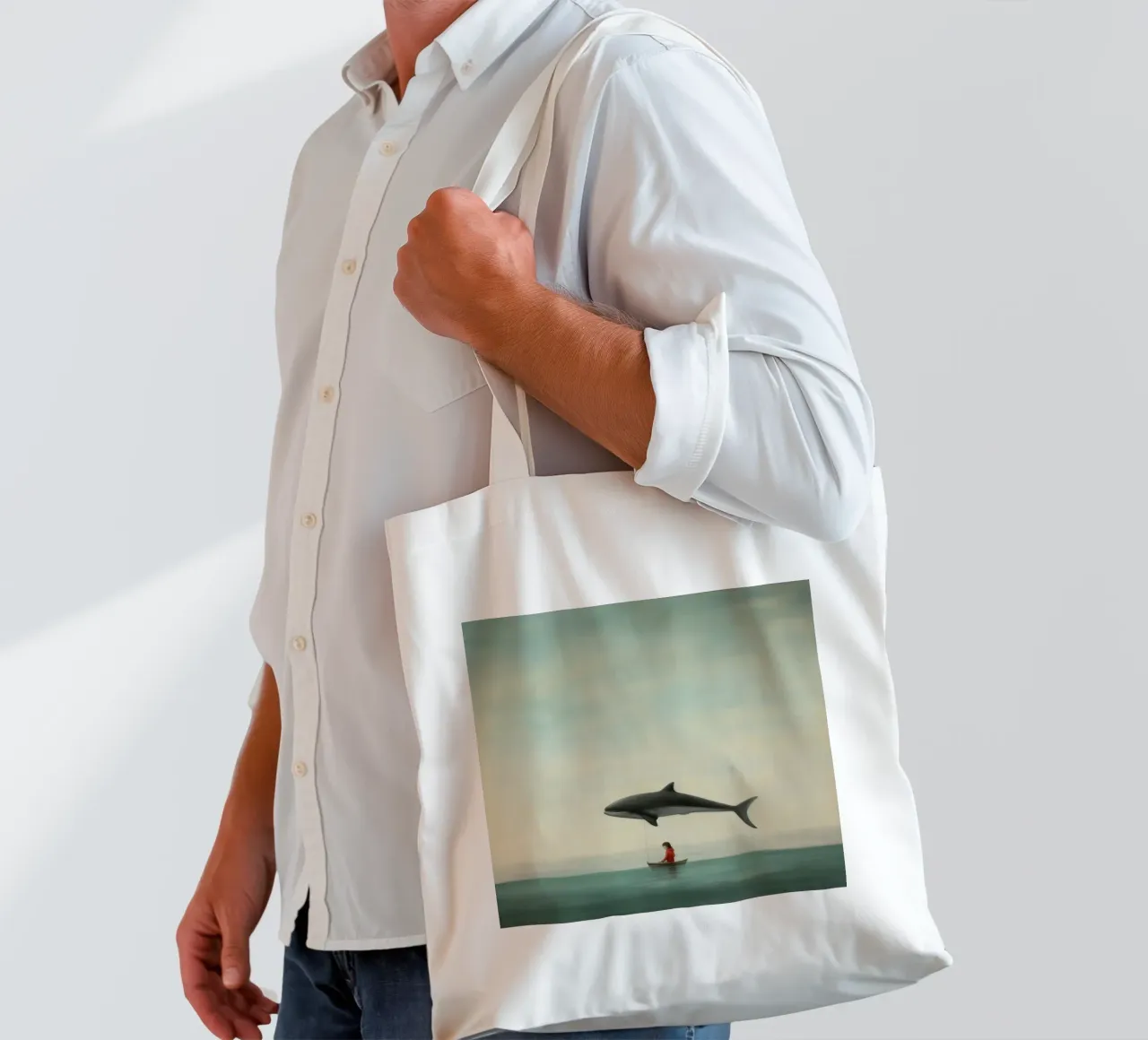 Delfino minimo 1 borsa in juta da Minimal Animal Art