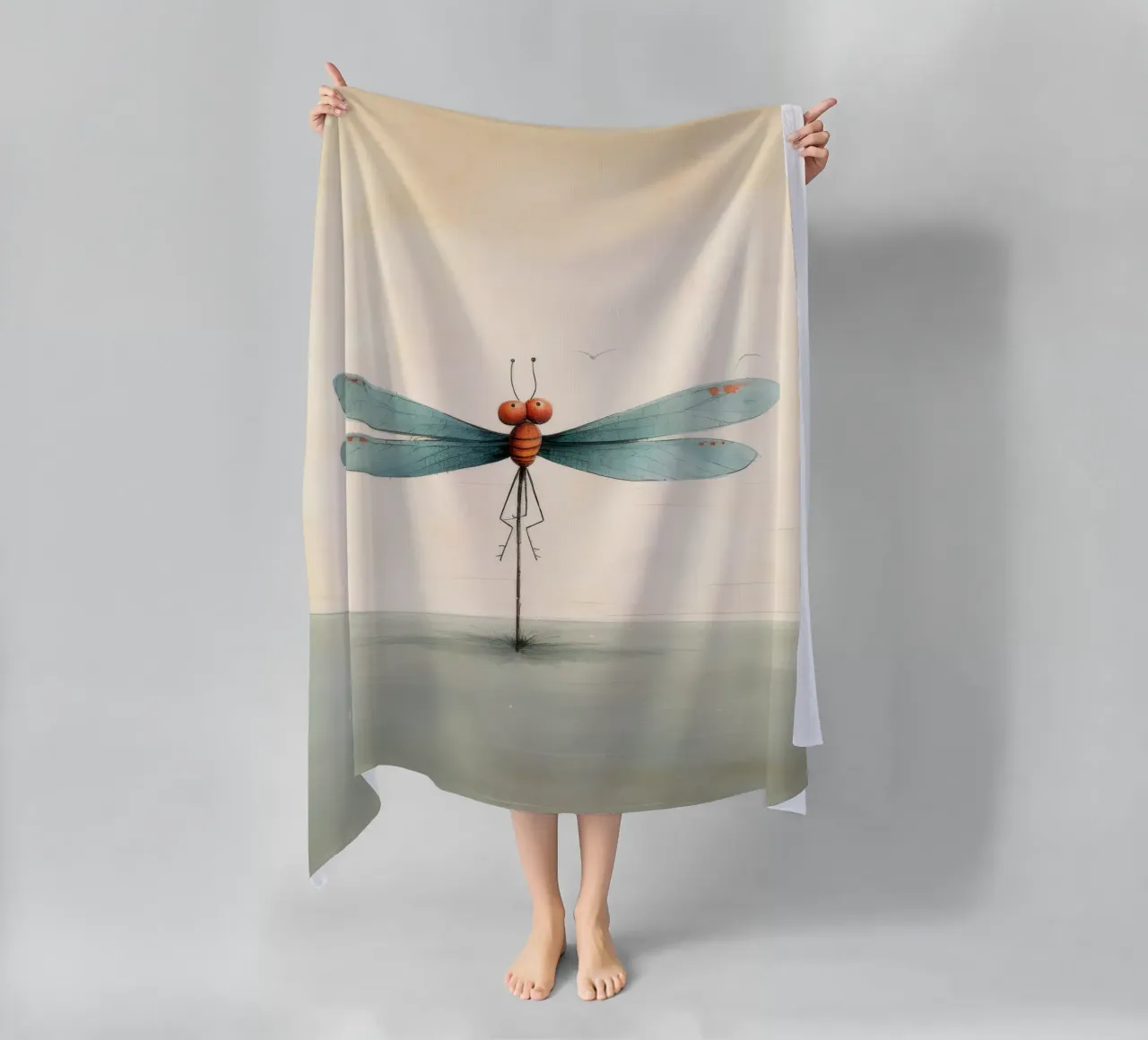Libélula mínima 2 toalla de playa de Minimal Animal Art