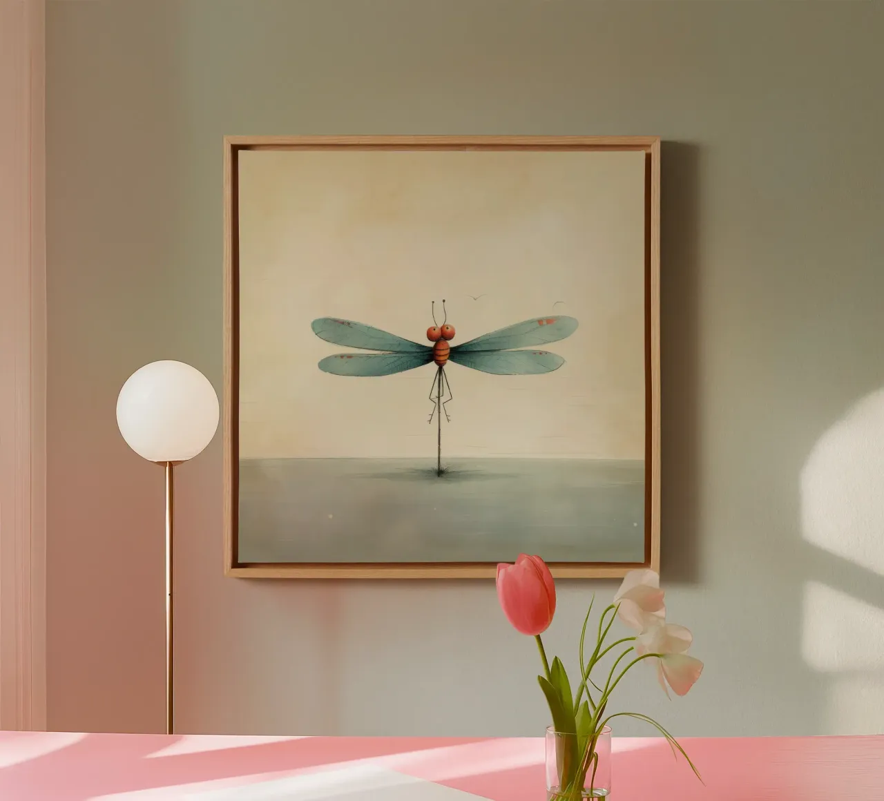 Minimal Dragonfly 2 canvas by Minimal Animal Art