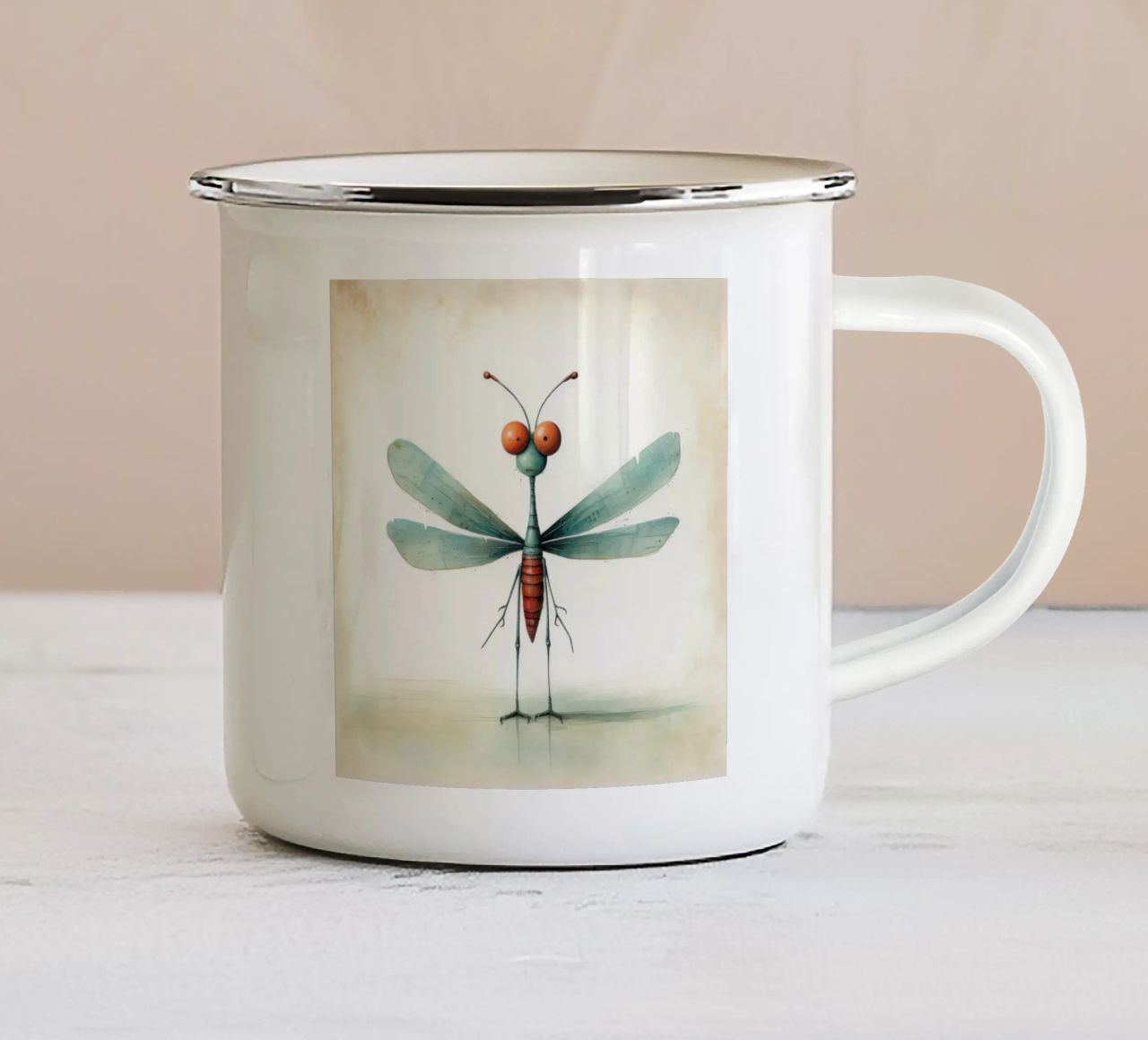 Libellula minimale 3 tazza in smalto da Minimal Animal Art