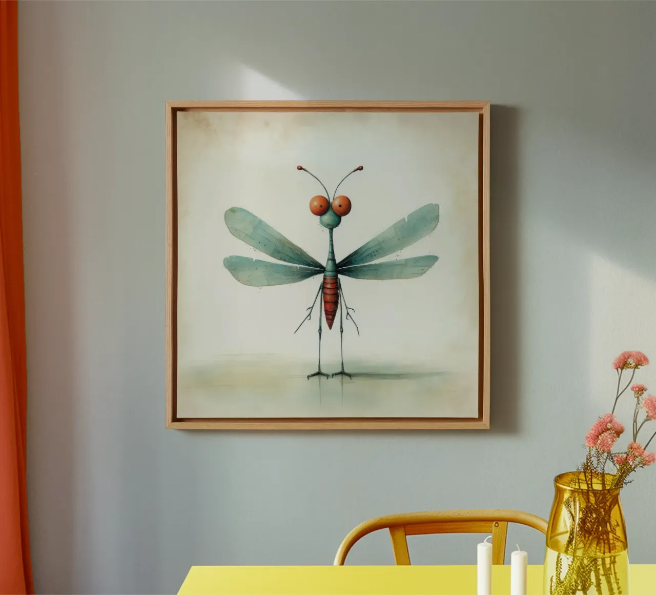 Libellula minimale 3 tela con Cornice a cassetta da Minimal Animal Art