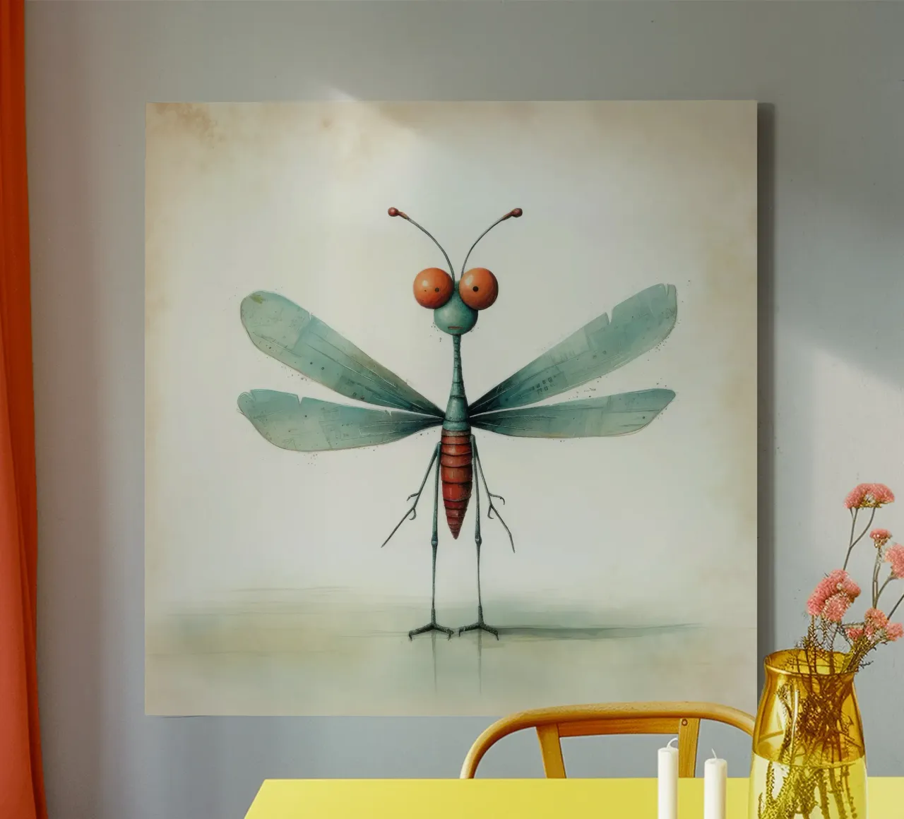 Libellula minimale 3 tela con Cornice a cassetta da Minimal Animal Art