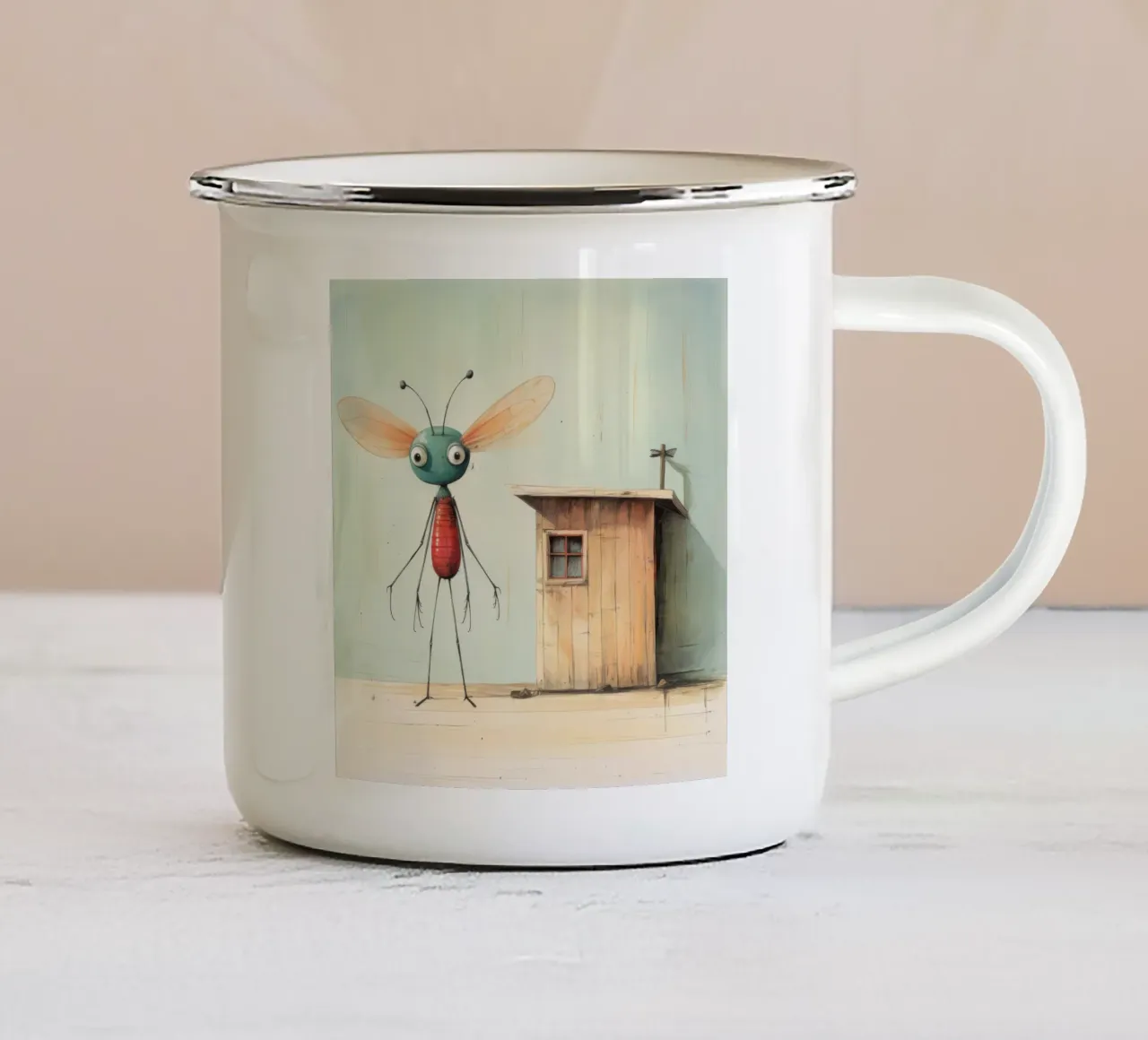 Minimale libelle 4 emaille mok van Minimal Animal Art