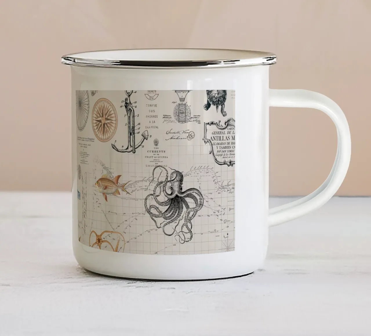Avventura marittima nel Vecchio Mondo tazza in smalto da Andrea Haase Vintage World