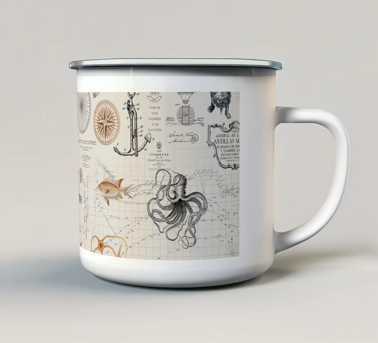 Avventura marittima nel Vecchio Mondo tazza in smalto da Andrea Haase Vintage World