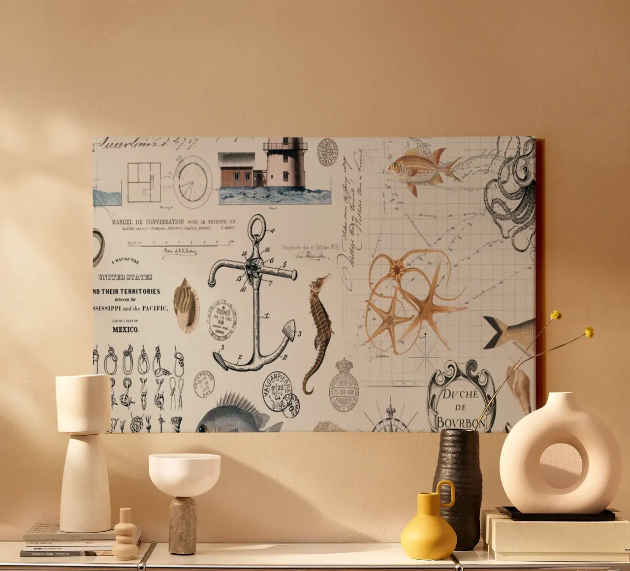 Aventure maritime dans l'ancien monde toile avec Caisse américaine de Andrea Haase Vintage World