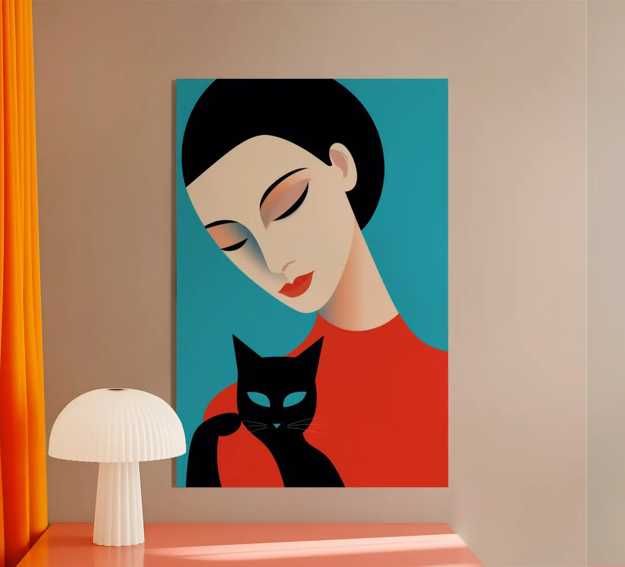 Amore per i gatti | Ritratto di donna con gatto nero plexiglass da Autofocus