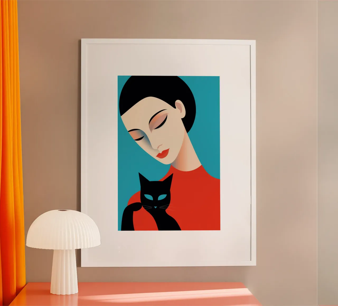 Amore per i gatti | Ritratto di donna con gatto nero carta hahnemühle da Autofocus