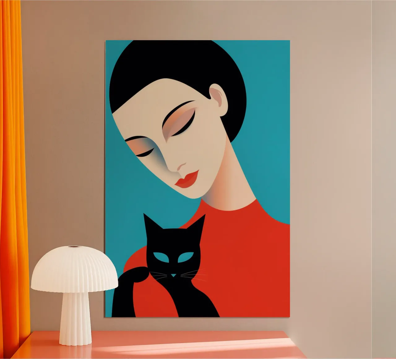 Amore per i gatti | Ritratto di donna con gatto nero carta hahnemühle da Autofocus