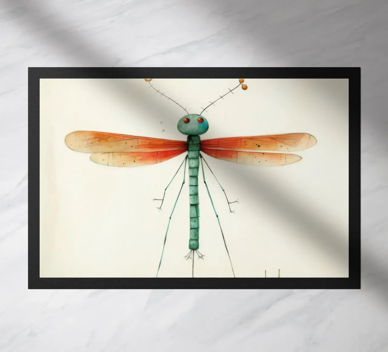 Minimal Dragonfly 1 doormat by Minimal Animal Art