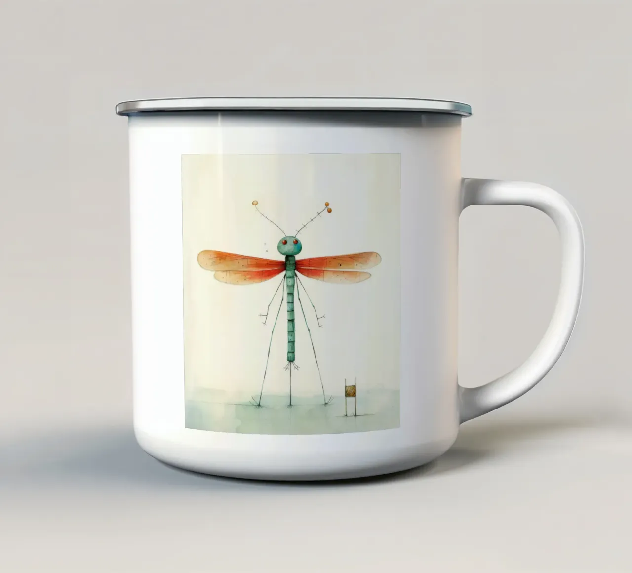 Minimal Libelle 1 Emaille Tasse von Minimal Animal Art