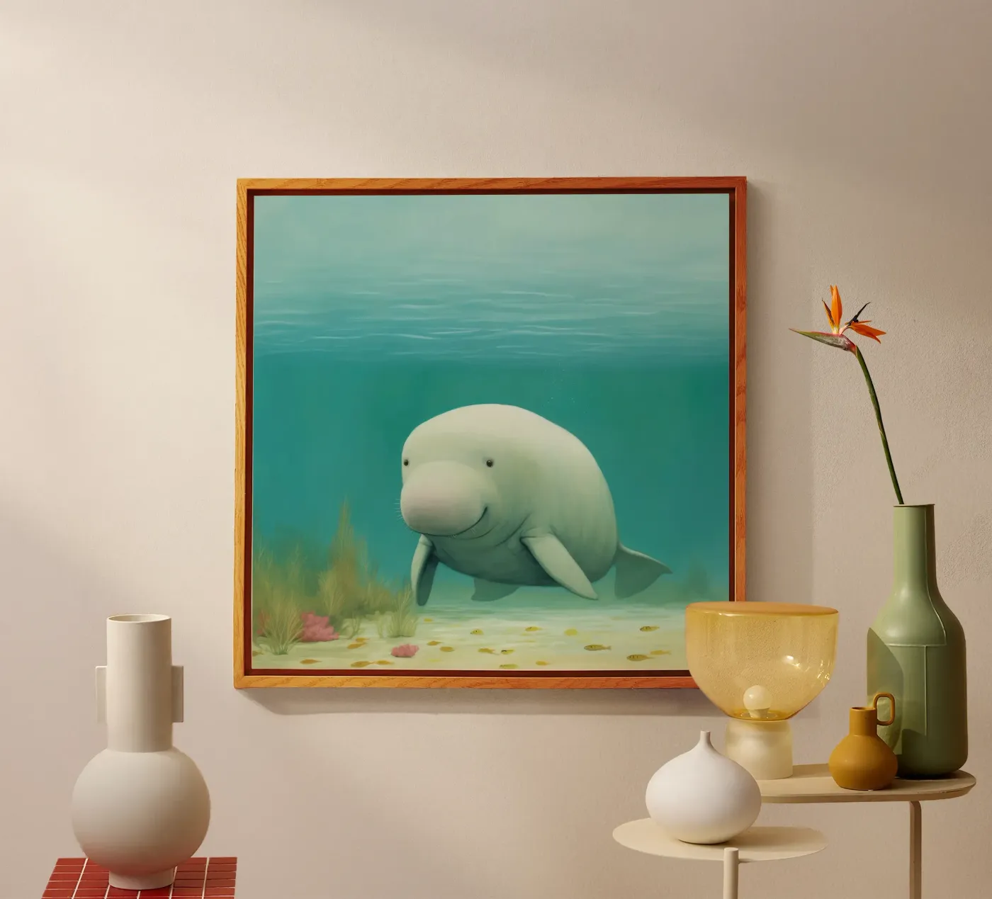 Minimaler Dugong Acryl-Glas von Minimal Animal Art