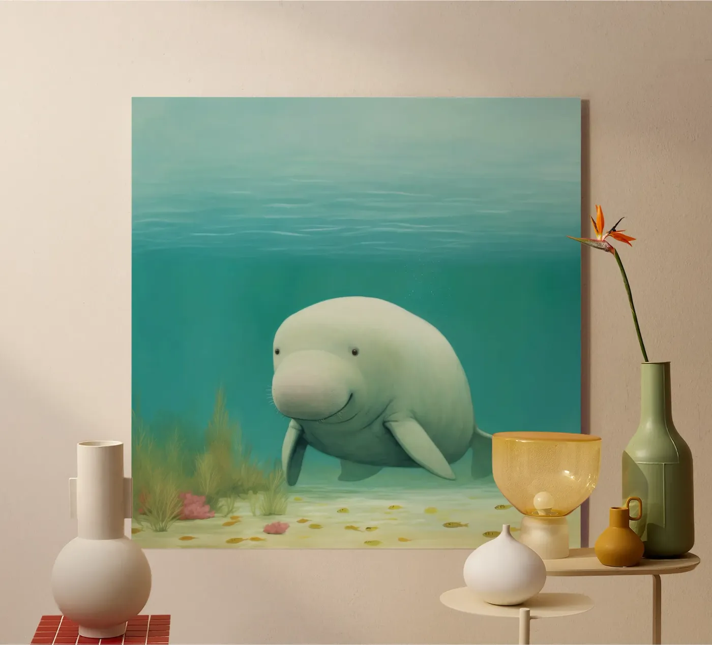 Minimaler Dugong Acryl-Glas von Minimal Animal Art