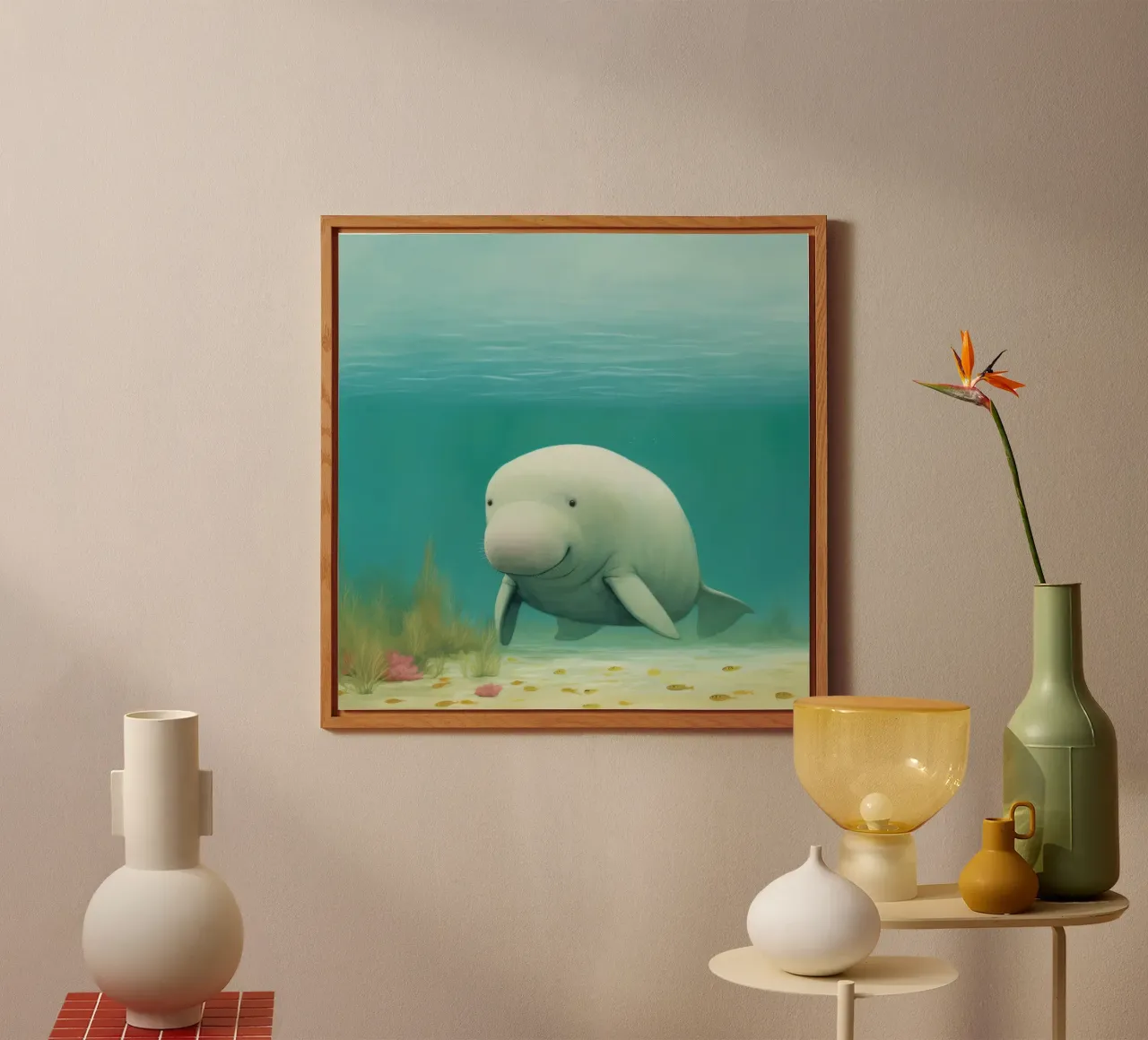 Dugongo minimo 3 alluminio dibond da Minimal Animal Art