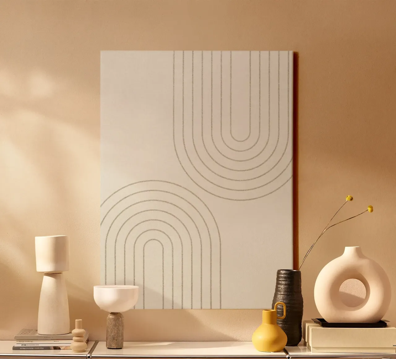 Mid Century Arcs canvas met Baklijst van apoloprints