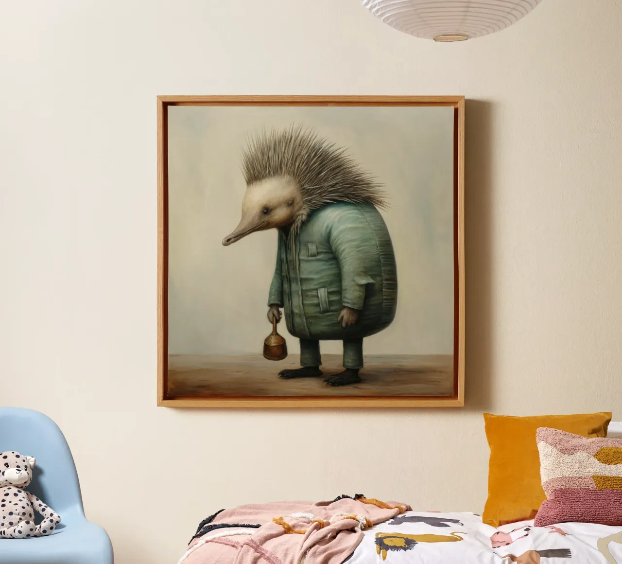 Minimal Echidna 2 canvas by Minimal Animal Art