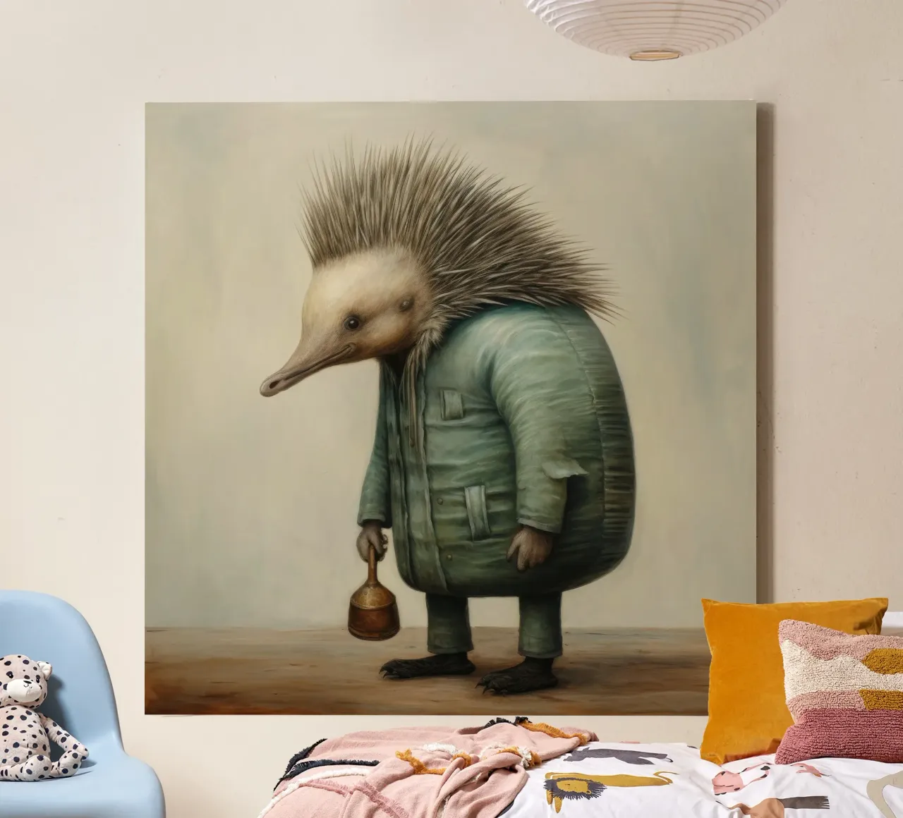 Minimal Echidna 2 canvas by Minimal Animal Art