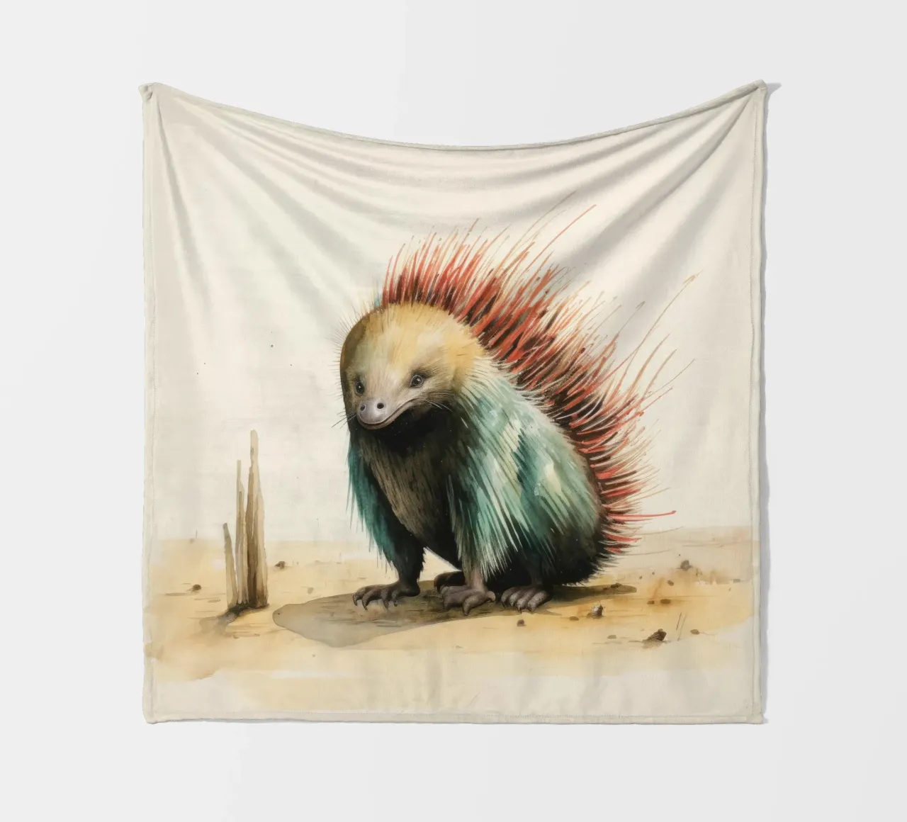 Echidna minimale 3 coperta in pile da Minimal Animal Art