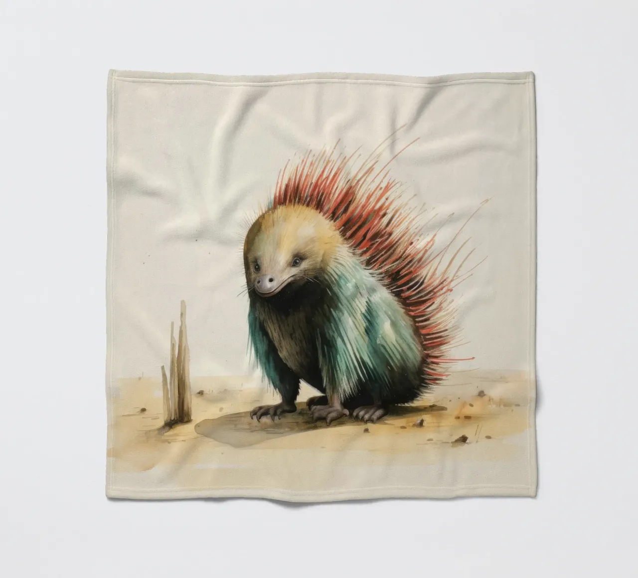 Echidna minimale 3 coperta in pile da Minimal Animal Art