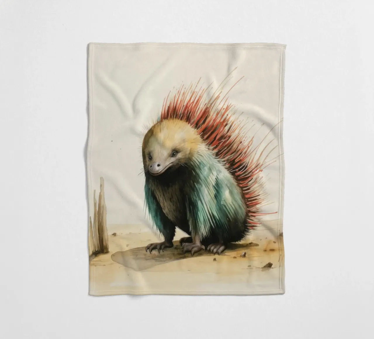 Echidna minimale 3 coperta in pile da Minimal Animal Art