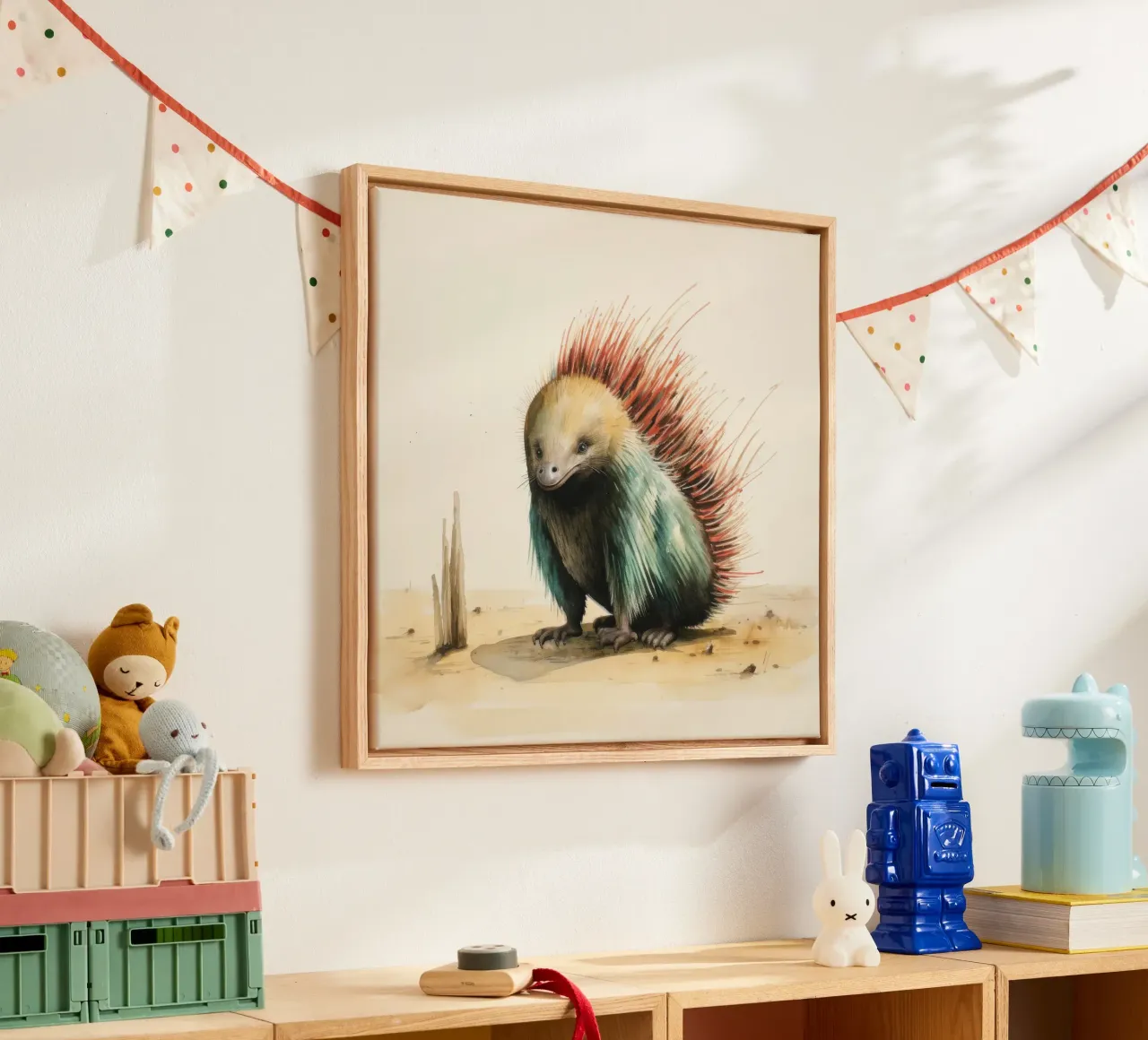 Minimal Echidna 3 canvas by Minimal Animal Art