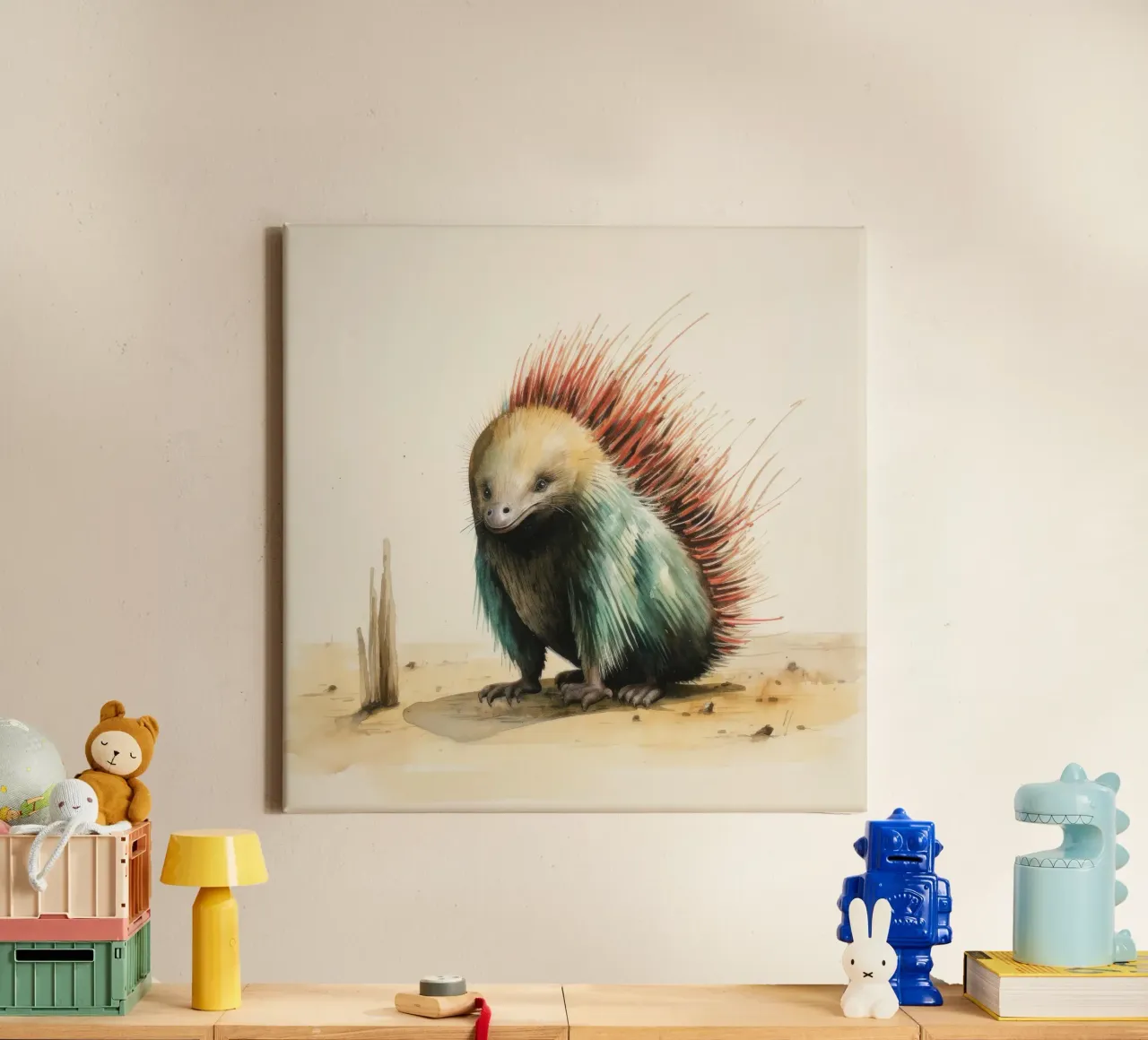 Minimal Echidna 3 canvas by Minimal Animal Art