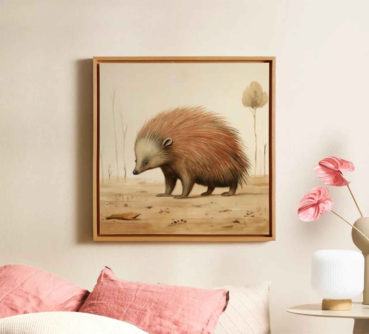 Minimal Echidna 1 canvas by Minimal Animal Art