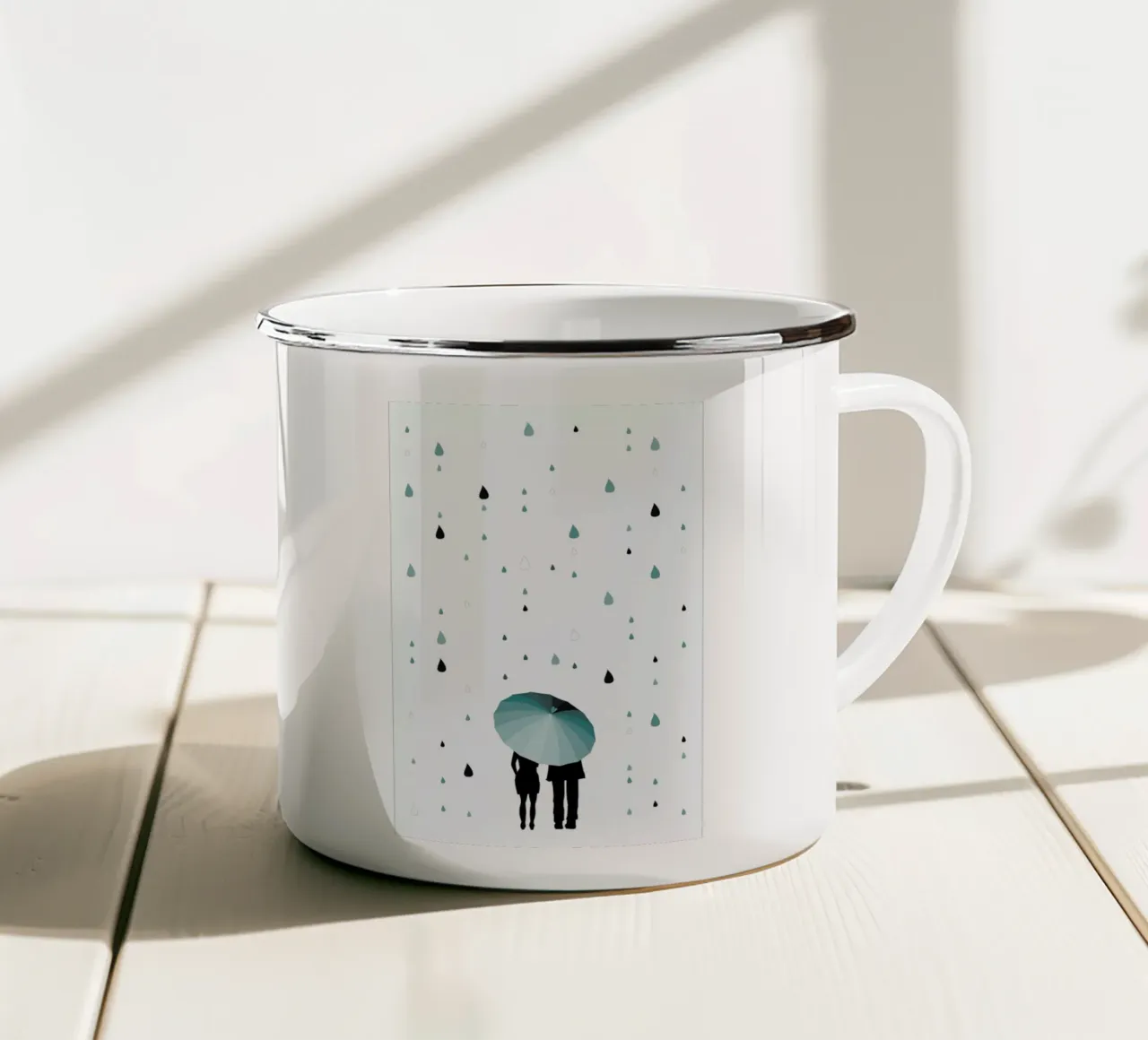 Rainy Days - Come Under My Umbrella tazza in smalto da Sabrina Ziegenhorn