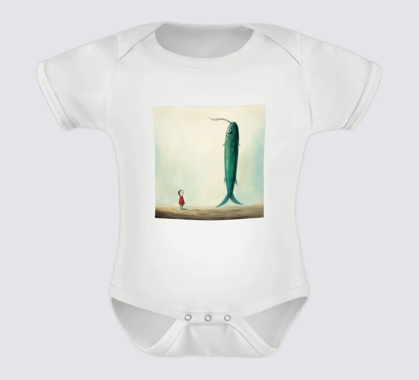 Minimal Eel short-sleeve baby romper by Minimal Animal Art